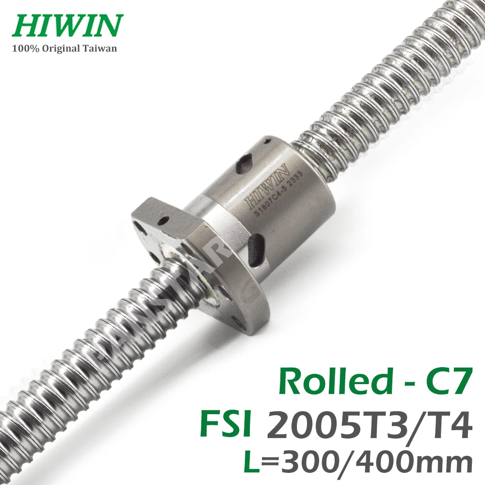 HIWIN Taiwan Ball Screw 2005 C7 FSI Ball Nut R20 Lead 5mm CNC Milling Machine X-Y Table 300 400mm High Precision TBI Spindle SFU