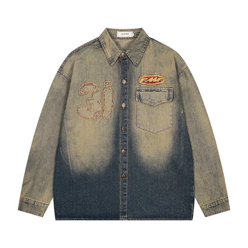 Винтажная джинсовая куртка в американском стиле для мужчин и женщин