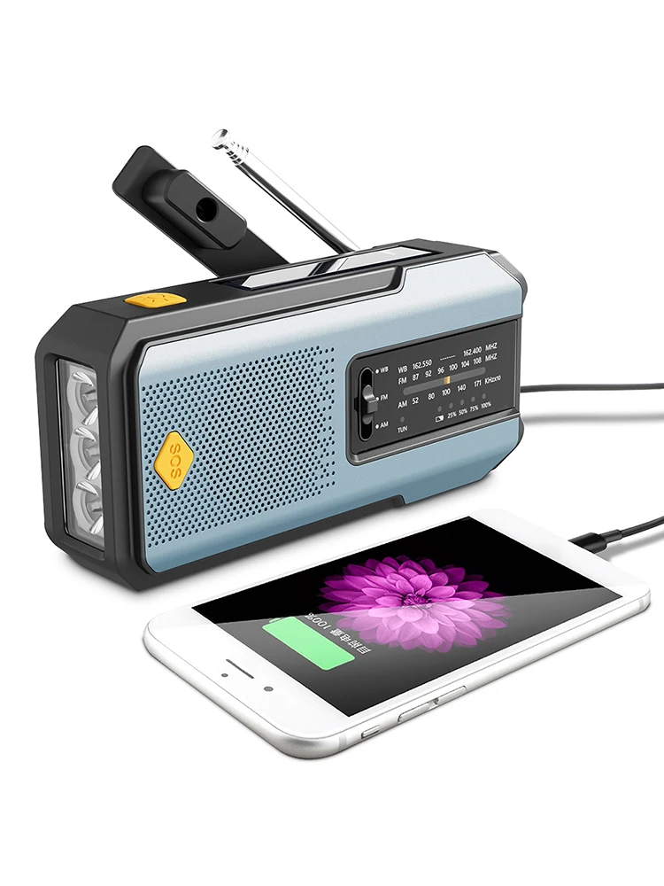Аварийное радио с рукояткой 2000 мАч внешний аккумулятор зарядное устройство для