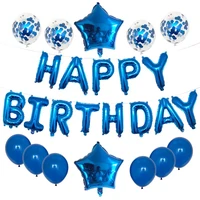 blue letter happy birthday balloon birthday party decoration kids adult foil balloon alphabet baloons latex ballon helium