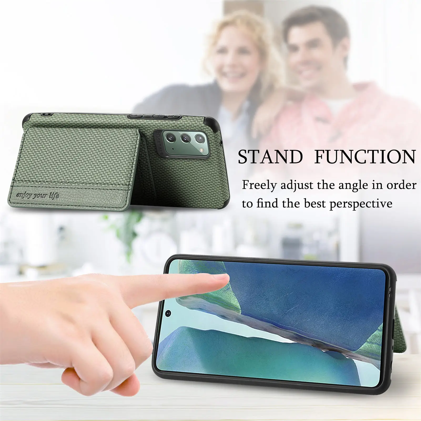 

Fiber Card Holder Leather Luxury Carbon Cover For Samsung Galaxy Z Flip 3 S21 S20 FE A02S A52 A72 A20S A30 A50 A70 S10 Plus Case
