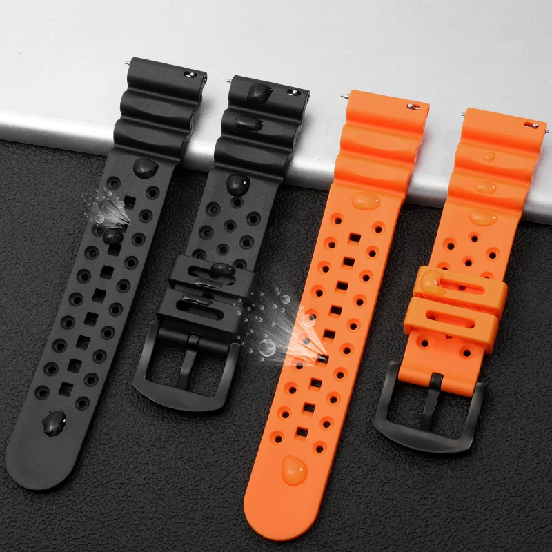 

Dust Free Fluororubber Watch Band For Rolex Seiko Longines Mido Omega Diving Silicone Men's Black Watch Strap 20mm 22mm 24mm