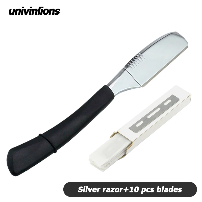 Нож univinlions с прямыми лезвиями для мужчин и женщин, инструмент для бритья лица и бороды, подмышек, тела, 6 дюймов, золотистые и Серебристые лезвия