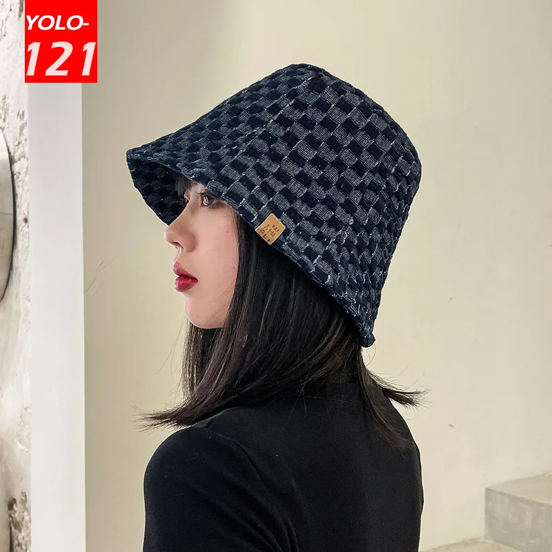 

Cowboy Pot Hat Women Plaid Fisherman Hat Women Fashion Luxury Fisherman Hat Spring and Summer Shade Bucket Hat