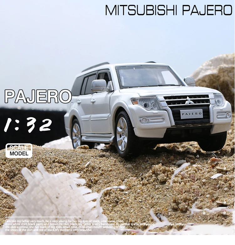 

1:32 Mitsubishi Pajero V97 SUV Model Toy Car Alloy Die Cast Sound Light Steering Shock Aabsorber Off Road Toys Vehicle A308