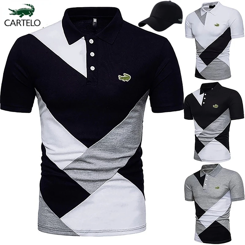 

2023 Men Polo Men Shirt Short Sleeve Polo Shirt Contrast Color New Summer Streetwear Casual Fashion Good Quality Men Tops