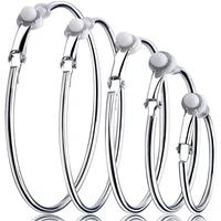5 pairs silver color clip on earrings hoop non piercing women clip hoop earrings for women big circle jewelry earrings 5 sizes