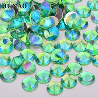 junao 4 5 6 10mm green ab satellite rhinestone round non sewing crystal stones acrylic flatback strass applique for diy clothes