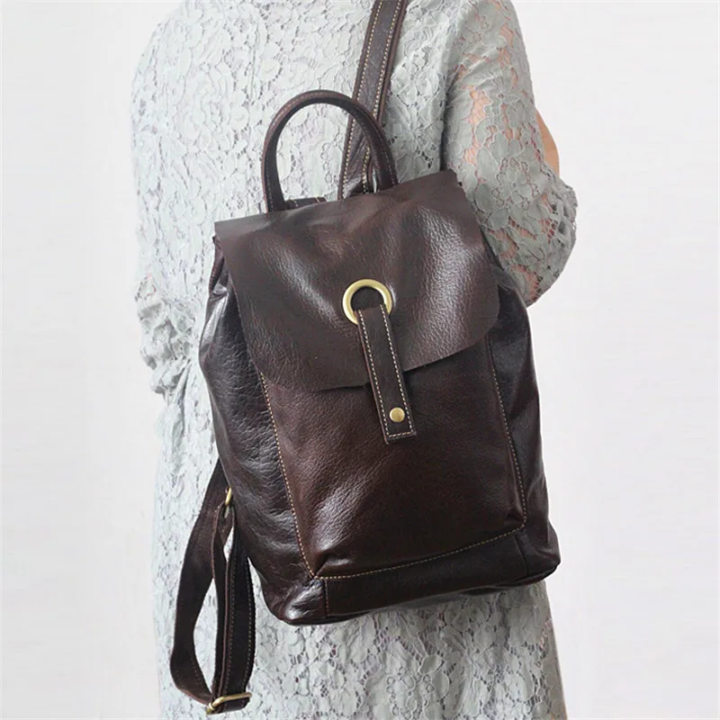 

PNDME fashion genuine leather women backpack cowhide waterproof daily travel bookbag designer vintage anti theft female bagpack