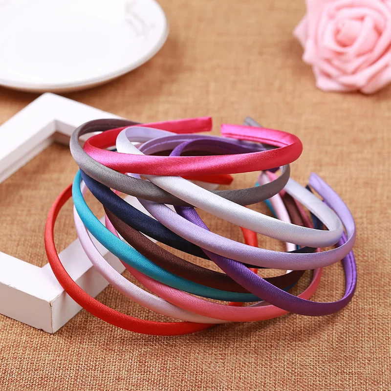 

10PC Fabric Covered Headband Satin Thin Hairband Colorful Hair Hoops Blank Base Setting for DIY Making Kids Girls Hair Accessory