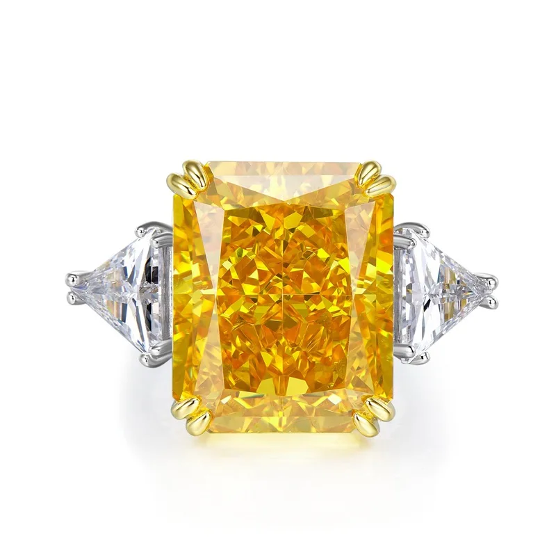 

European and American 30 carat high carbon diamond ring ice flower cut 13*16 engagement large diamond ring female