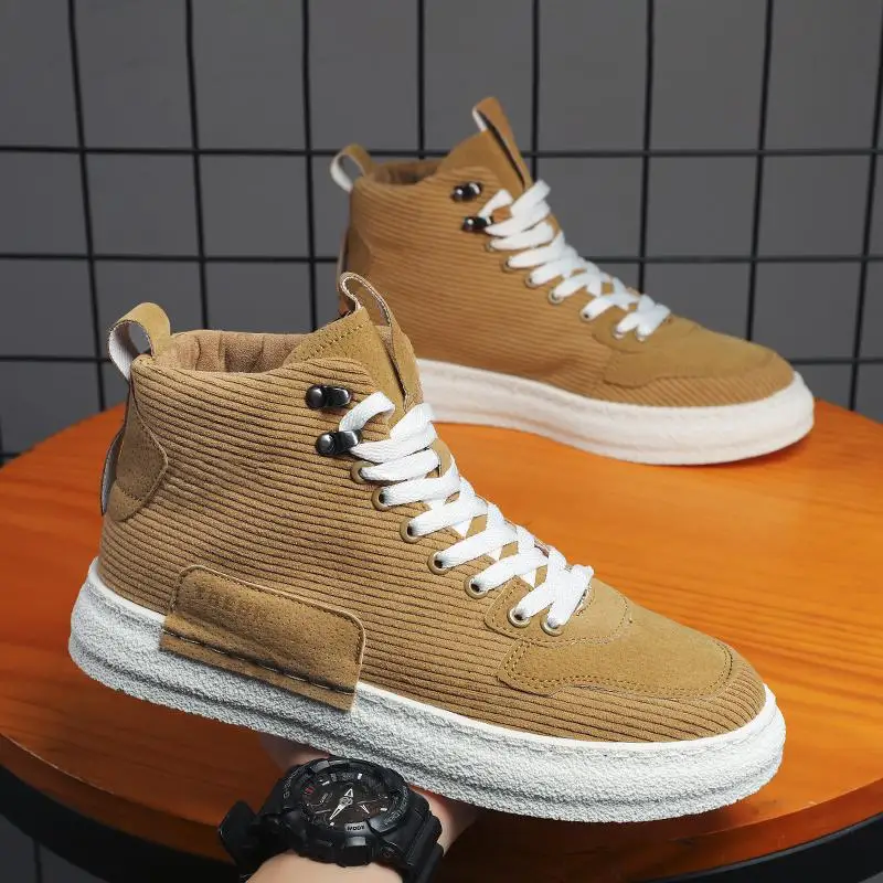 Autumn and Winter New High-top Men's Shoes Fashion Trend Retro Sneakers Outdoor Comfortable Casual Non-slip Tooling Sports Shoes