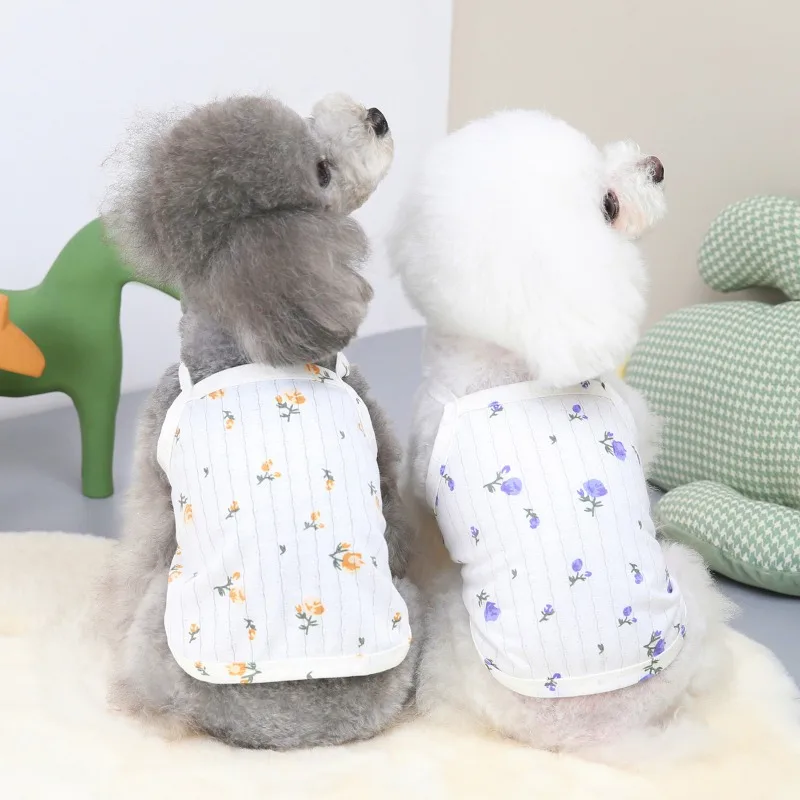 

Одежда для собак, футболка для домашних животных, симпатичные подтяжки с хризантемой, жилет, одежда для маленьких и средних собак, кошек, фра...