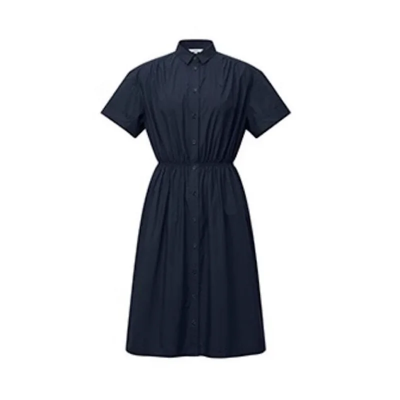 Hazzys Summer Stretch Waist Dresses Women's Mid-length Slim Summer Short-sleeved Shirt Collar Skirt Casual Luxury Brand Clothing