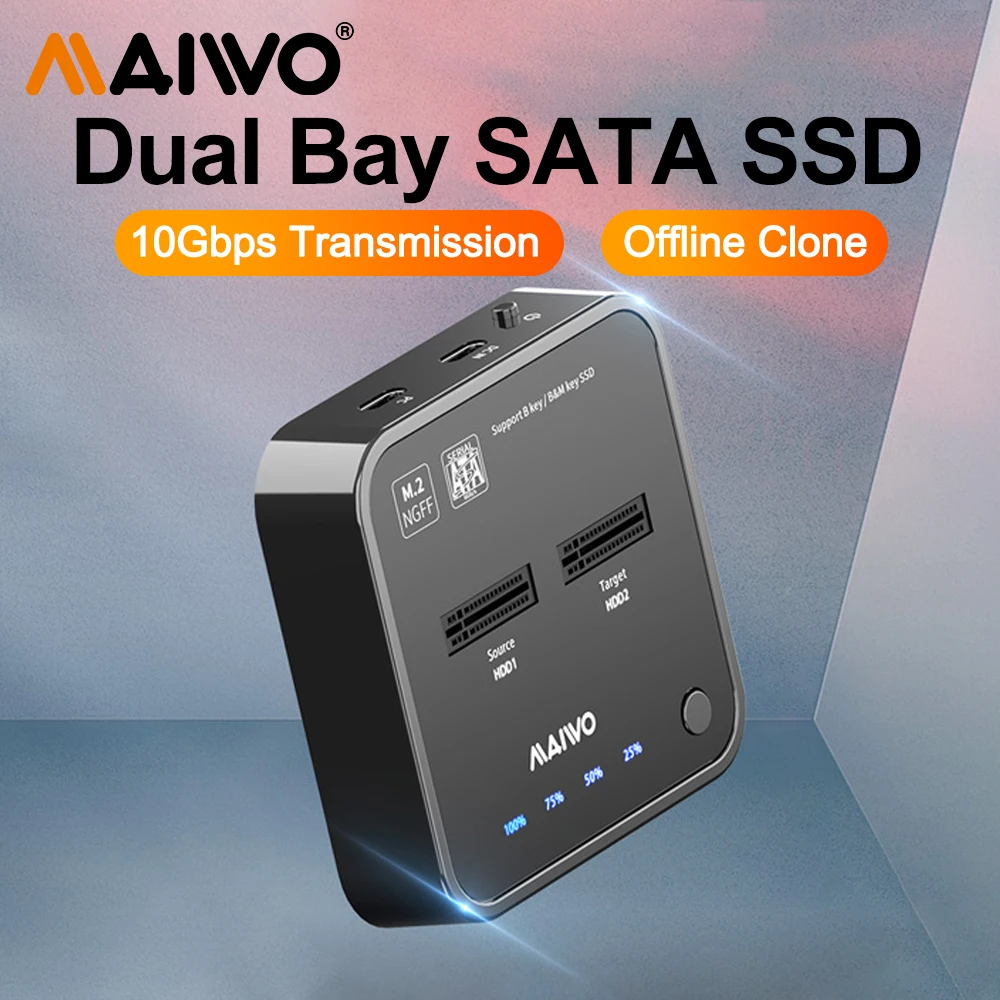 Фото MAIWO M.2 SATA NGFF SSD Док-станция Offline Clone M.2 Чехол USB3.1 Type-C M2 Чехол для внешнего жесткого диска для ПК, ноутбука №1
