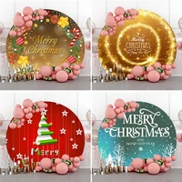 christmas decor backdrop cover glitter tree gift snowflake backdrop elastic round photography background poster studio photocall