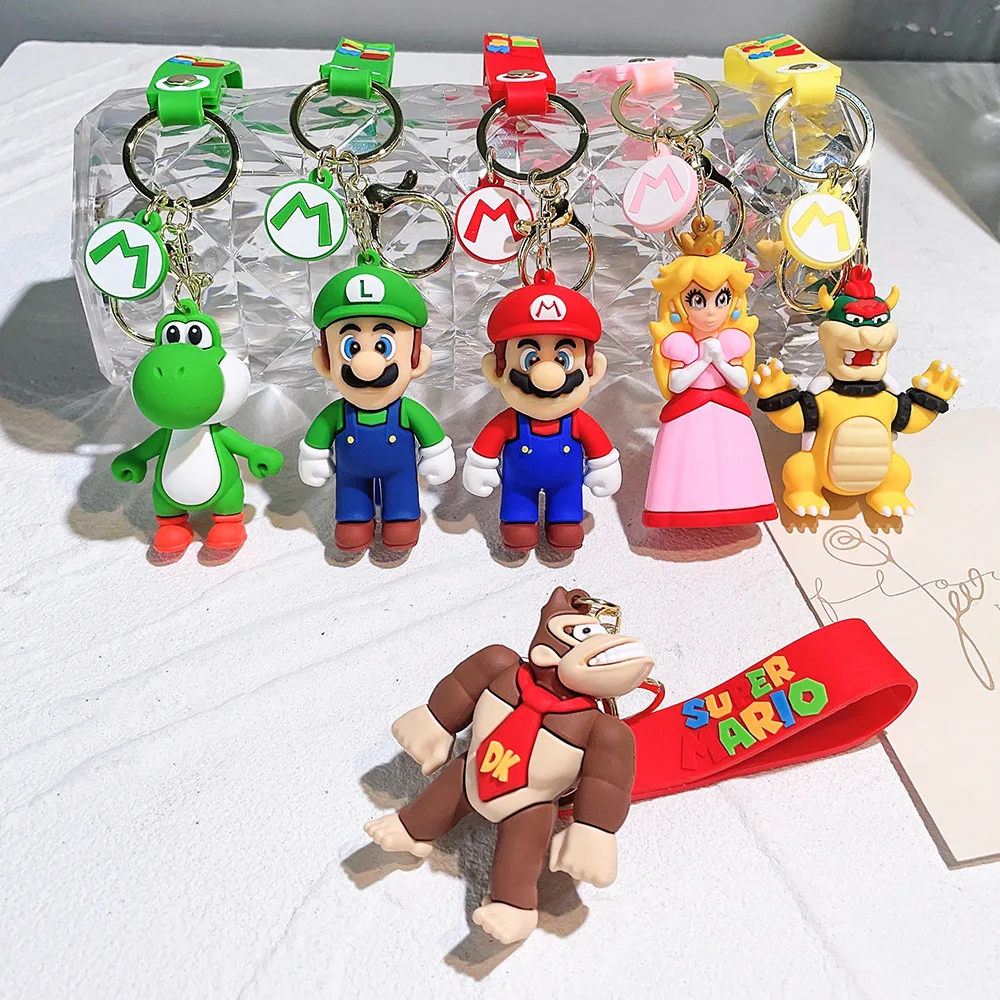 

20 Styles Super Mario Bros Keychain Luigi Toad Yoshi Bowser Action Figure Model PVC Cartoon Backpack Doll Pendant Toys Gifts