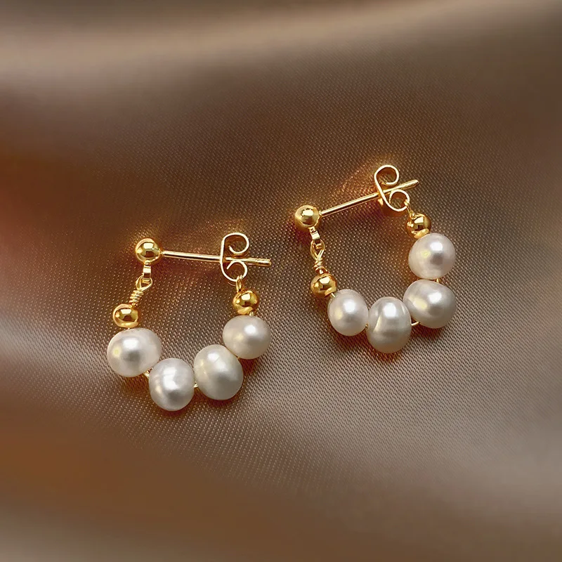 

New 2022 Korean Elegant Baroque Pearl Earrings For Women Girls Exquisite Luxury Wedding Party Fashion Jewelry Gift