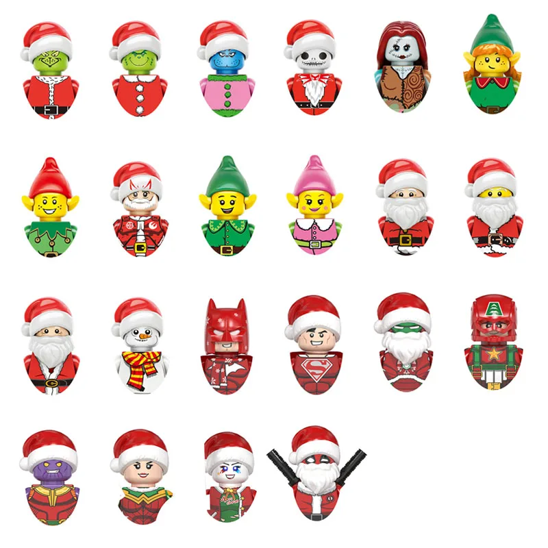 TV6302-03-WM6104 Grinch Jake Sally Santa Rex Wonder Woman Harley Quinn Строительный блок игрушка на день