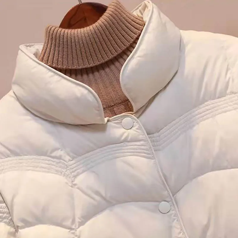 Autumn And Winter Women's New White Duck Down Cotton Jacket South Korea Fashion Stand Collar Down Jacket Casual Light Short Coat