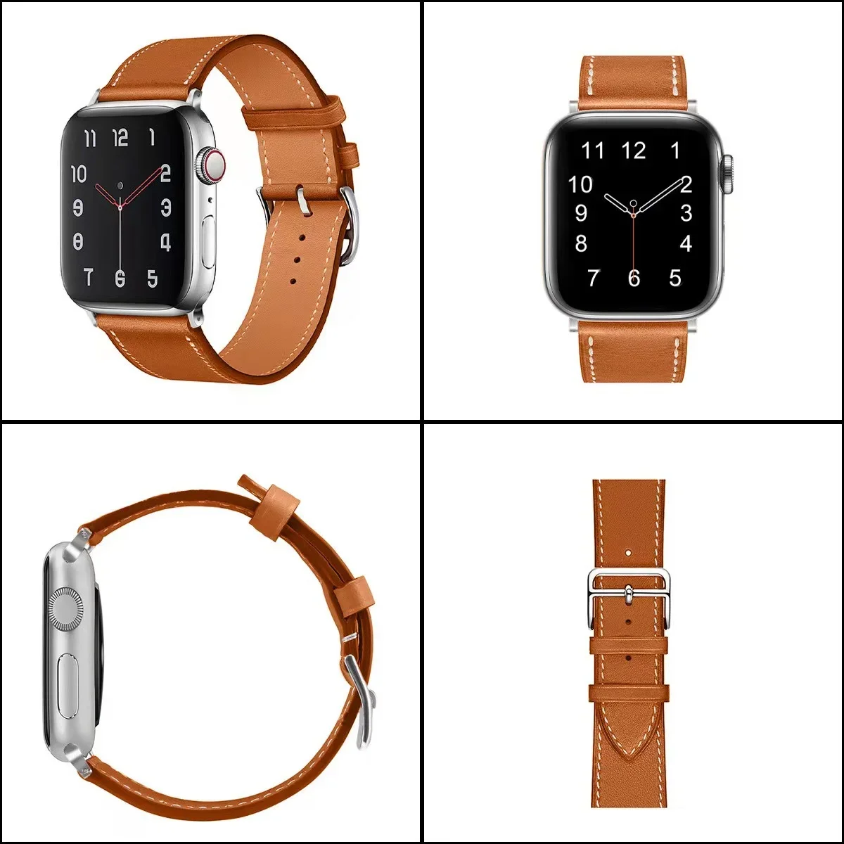 Ремешок из натуральной кожи для Apple Watch 49 мм, 46 мм, 45 мм, 41 мм, 44 мм, 42 мм, 40 мм, мужскойженский браслет, ремешок на запястье, Ultra 10, 9, 8, 7, 6, 5, 4, 3, SE (art.: 3920daee2873e) - 3920daee2873e