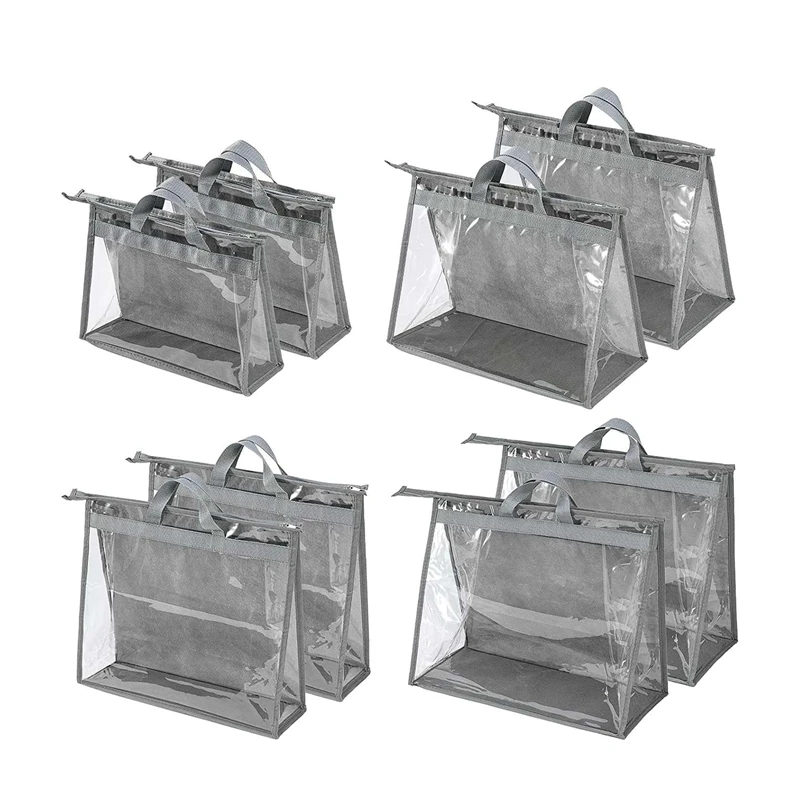 

8 Pcs Handbag Dust Bags Clear Purse Storage Organizer For Closet Small To Extra Large Handbags Dust Free Zipper Bags