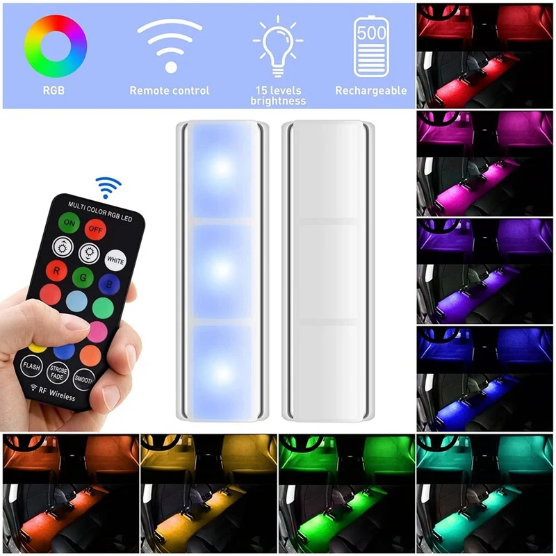 

Car Interior Light RGB LED Light Wireless Remote Car Decorative Lamp Auto Ambient Light Lamp Charging Foot Light