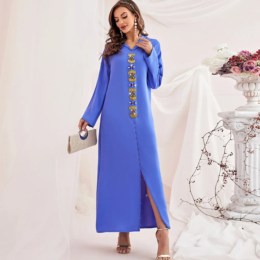 Eid Mubarak Abaya Dubai Turkey Kaftan Robe Longue Musulmane Djellaba Femme Muslim Arabic Dress Abayas for Women Islam Clothing