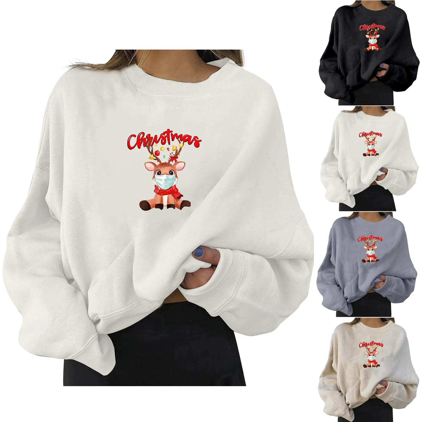 

Свитшот с подогревом, новая женская зимняя Пижама с подкладкой и надписью h, домашняя Свободная Женская толстовка с круглым вырезом и мультя...