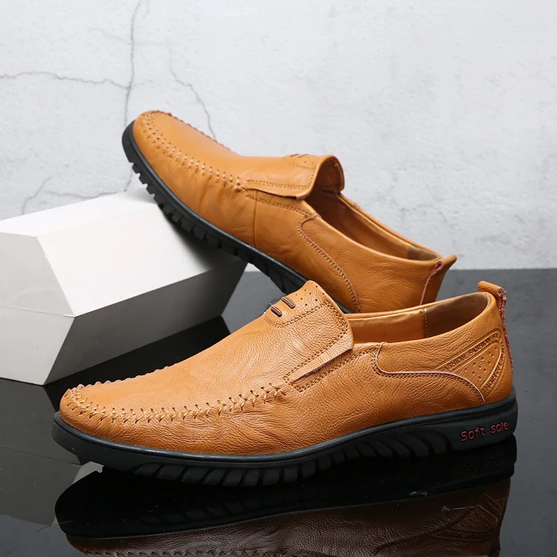 

Men's Loafers Fashion Casual Genuine Leather Dress Shoes For Men Walking Slip On Shoes