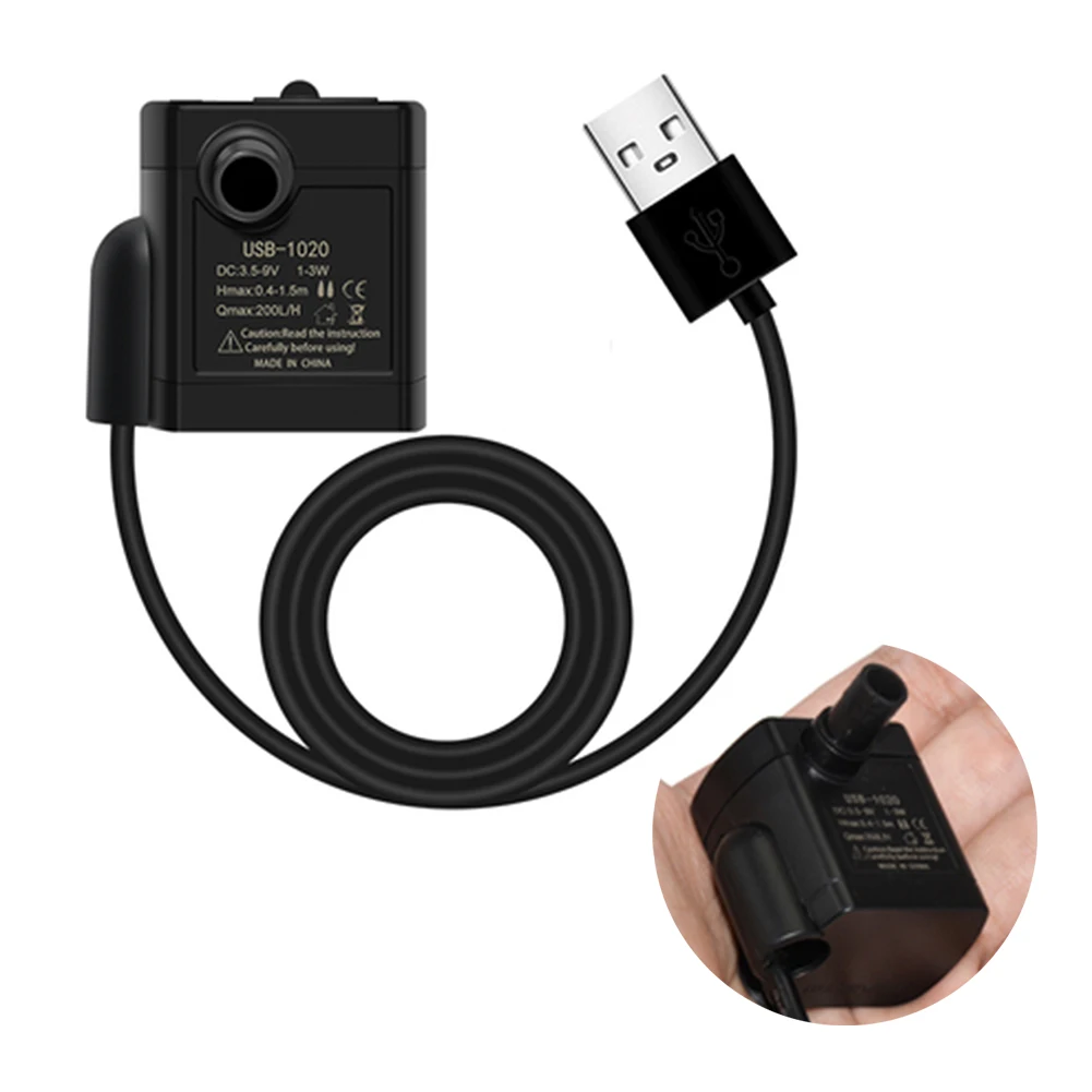 

5V Mini Submersible Pump Ultra Quiet Water Pump 200L/H Lift 1.5m USB Aquariums Pool Water Pump for Fish Tank