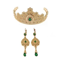 moroccan wedding jewelry set gold drop earrings algerian women earrings arabian bridal crown ball party gifts