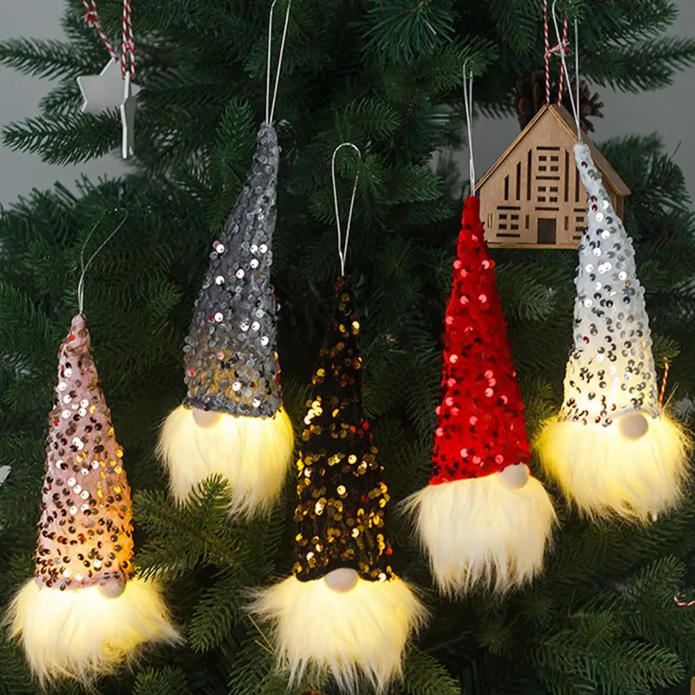 

С ремешком, симпатичная безликая кукла-гнома в виде Санты, подвеска из ткани, Рождественская Кукла-гнома, блестящая кукла для дома