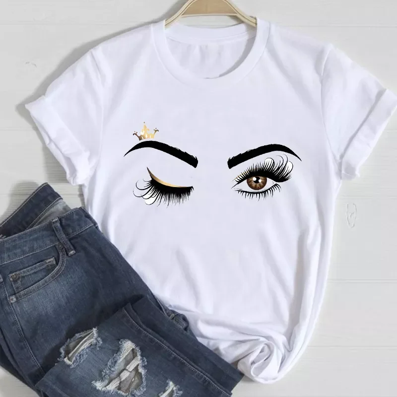 

2023New Women Make Up Crown Fashion 90s Trend 2021 Spring Summer Clothes Graphic Tshirt Top Lady Print Female Tee T-Shirt
