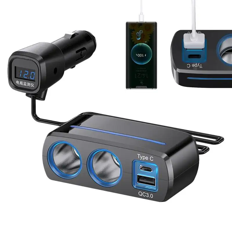 

Car Charger Lighter Adapter Qc3.0 Fast Charging Car Power Adapter With Dual Ports Universal Car Socket Splitter Quick Charger