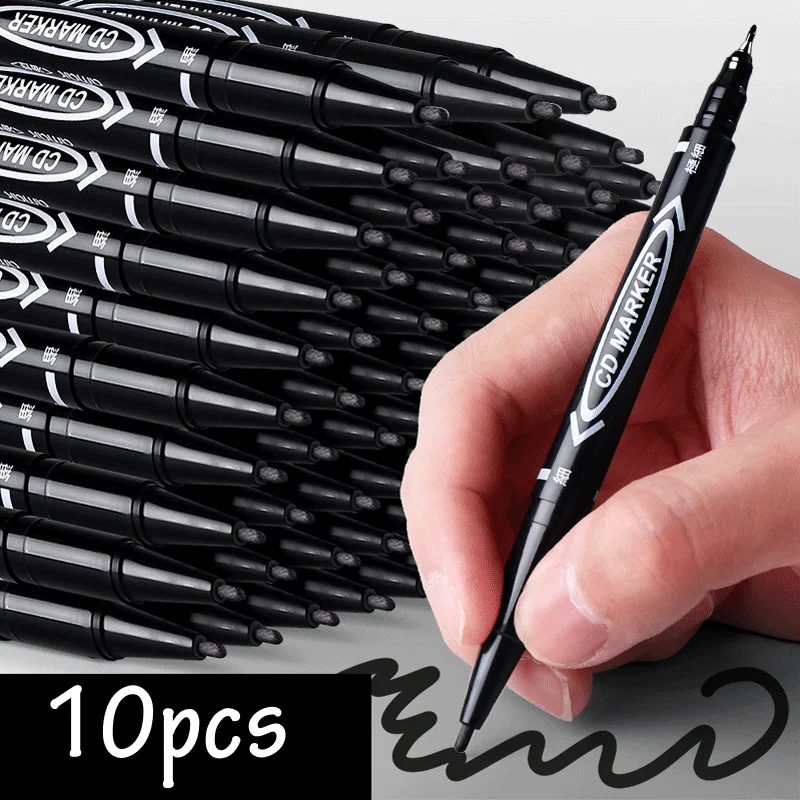 

10 Pcs/set Twin Tip Colored Permanent Art Markers Pens Fine Point Waterproof Oily Black Ink Sketchbook Painting School Supplies