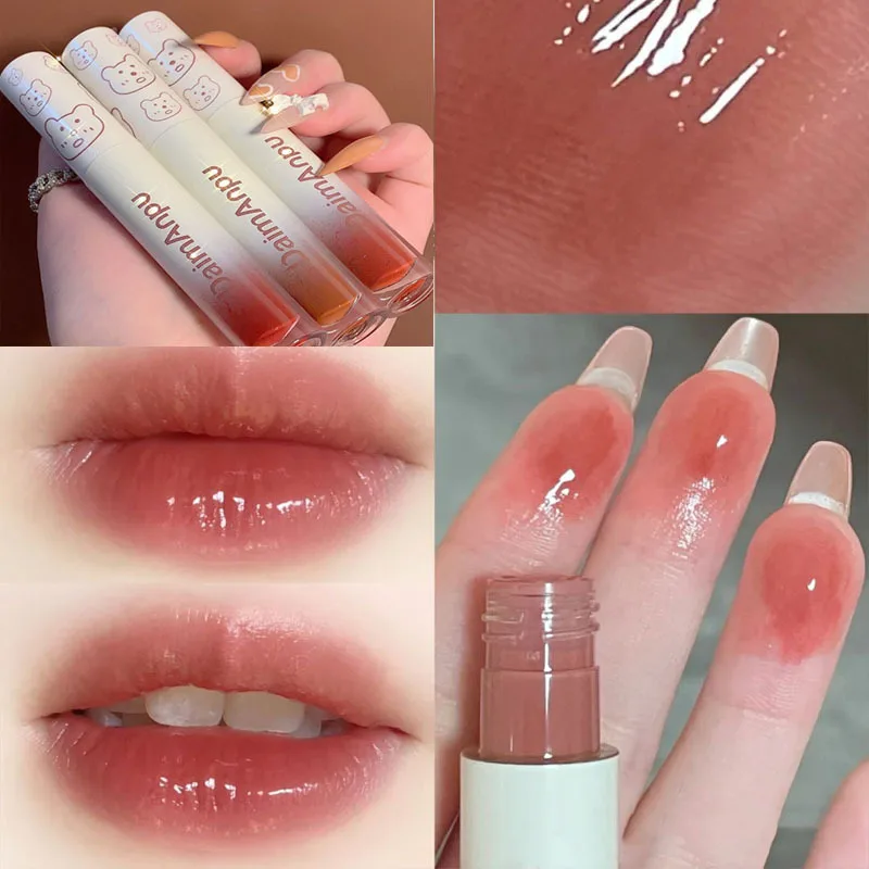 Three Scouts Mirror Lipstick Matte Texture Lipgloss Waterproof Sweat Resistant Long Lasting Rose Jelly Lip Glaze Sexy Red Lip Ma