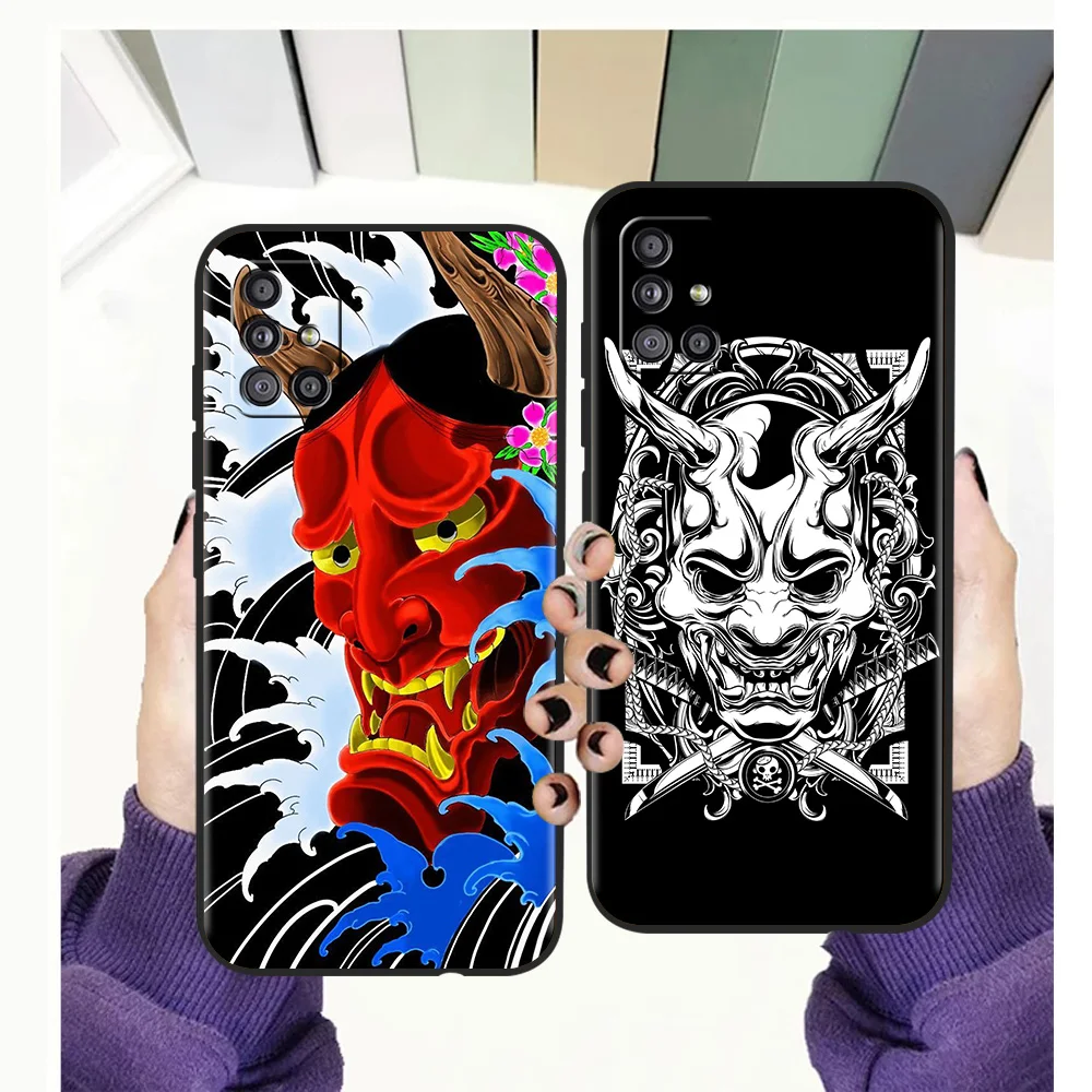 

Japanese Oni Hannya Demon Mask Silicon Case For Samsung Galaxy A32 A52 A13 A22 A72 A51 A71 A41 A11 A31 A21S 5G Phone Cover Shell