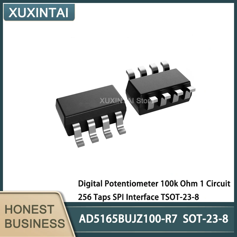 

5Pcs/Lot AD5165BUJZ100-R7 AD5165BUJZ100 Digital Potentiometer 100k Ohm 1 Circuit 256 Taps SPI Interface TSOT-23-8
