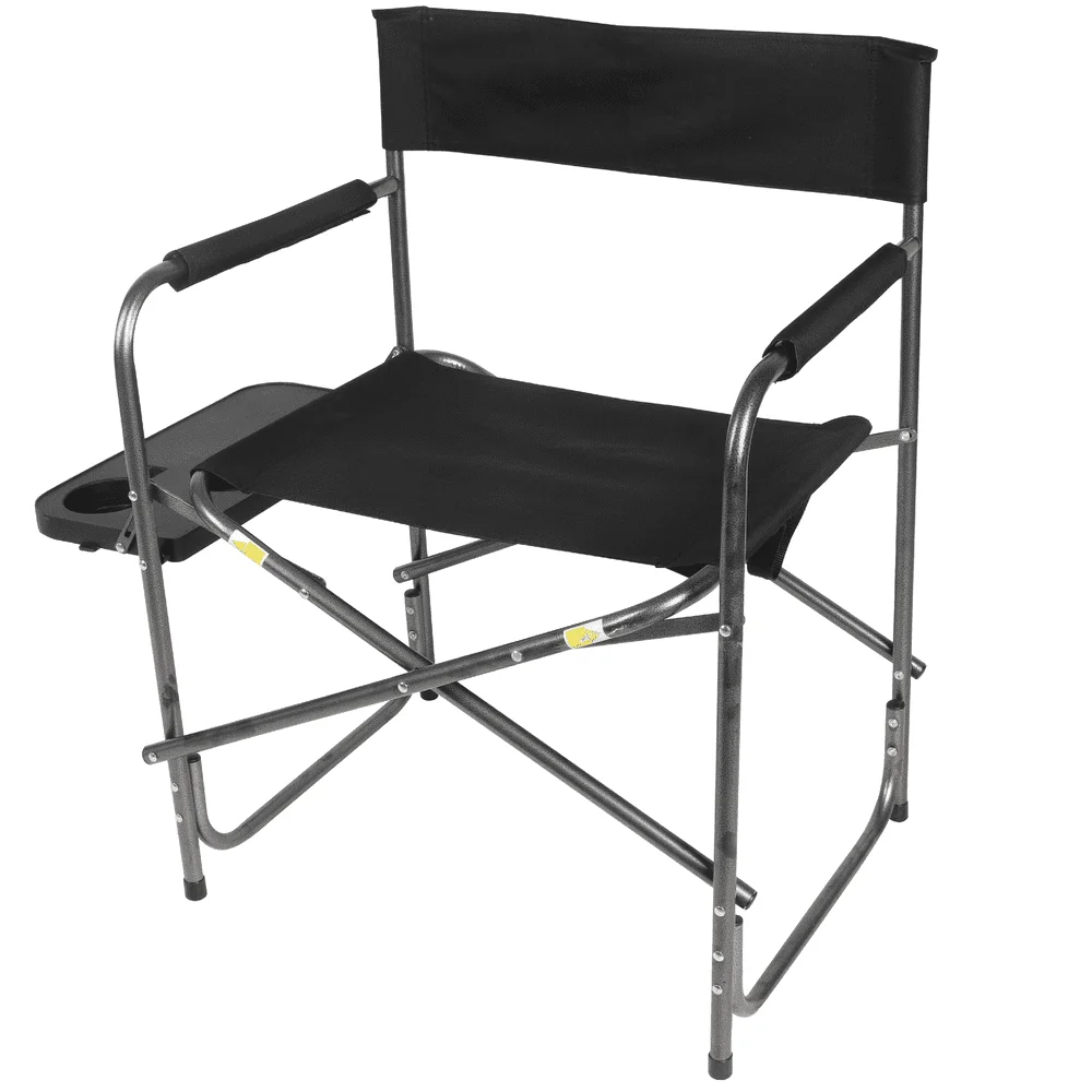 

Director’s Chair with Side Table, Black, Outdoor Portable Folding Chair for Camping Holiday Traveling