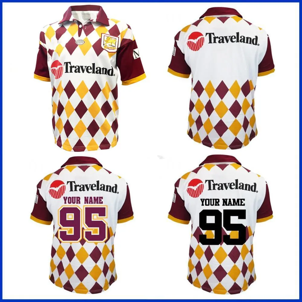 

1995 BRISBANE BRONCOS RETRO RUGBY JERSEY 1995 Brisbane Broncos Rugby TRAINING SHORTS JERSEY size S--5XL