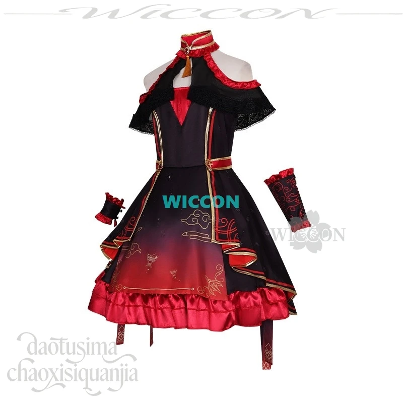 Фото Костюм для косплея Азуасавы Кохане из игры Project Sekai Unaware Drunkard Idol Stage: Китайский стиль, красно-черное платье, готика, лолита №3
