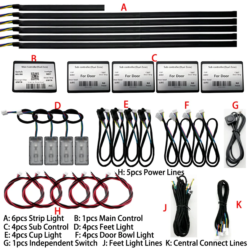 

18 в 1 RGB двойная зона оформления интерьера автомобиля