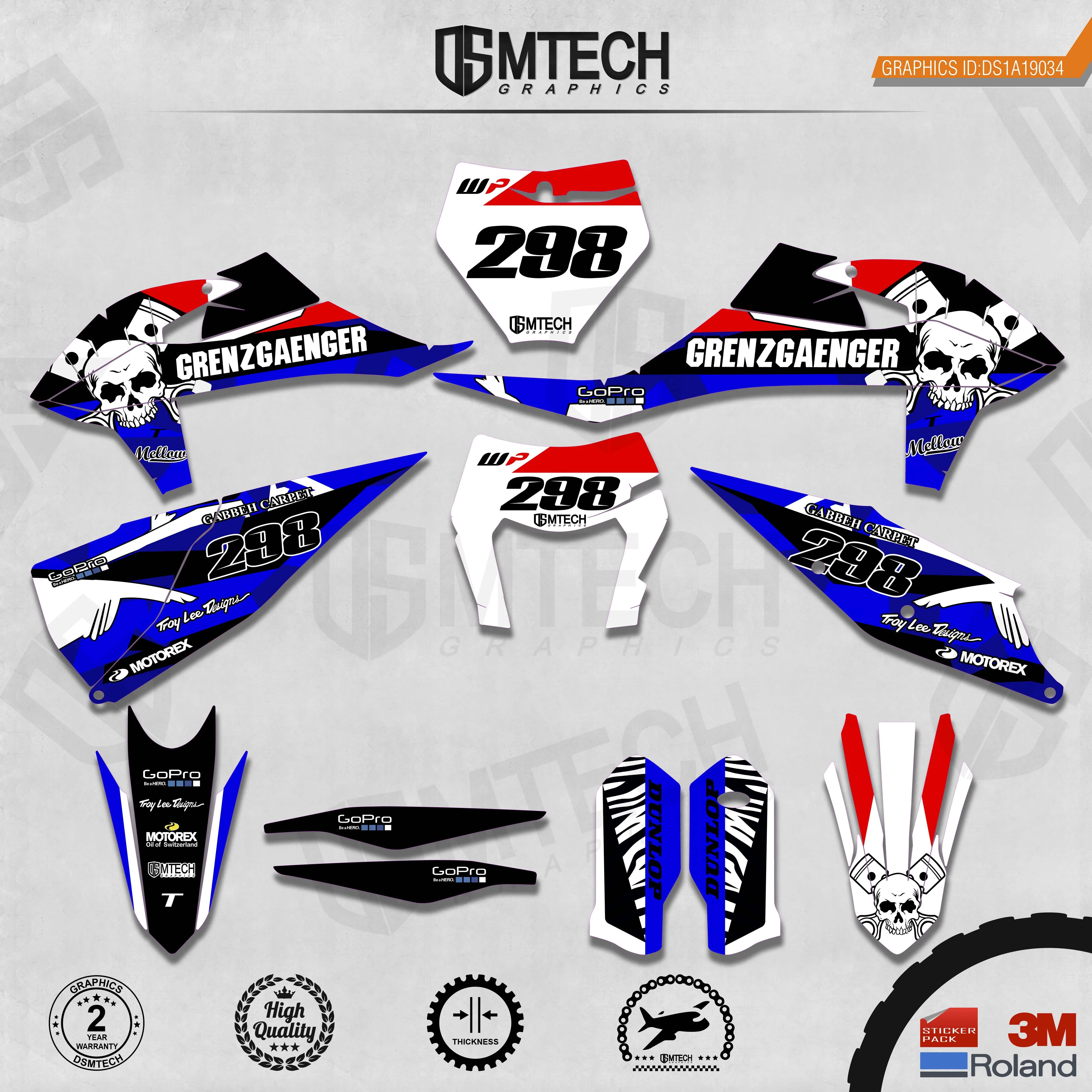 DSMTECH Customized Team Graphics Backgrounds Decals 3M Custom Stickers For 2019-2020 SXF 2020-2021EXC 034