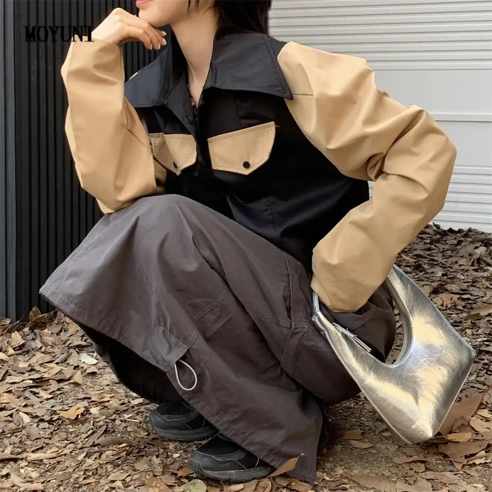 

Симпатичные женские Рабочие куртки MOYUNI, популярная Осенняя шикарная офисная Дамская уличная мода 2022, новые свободные Стильные повседневны...