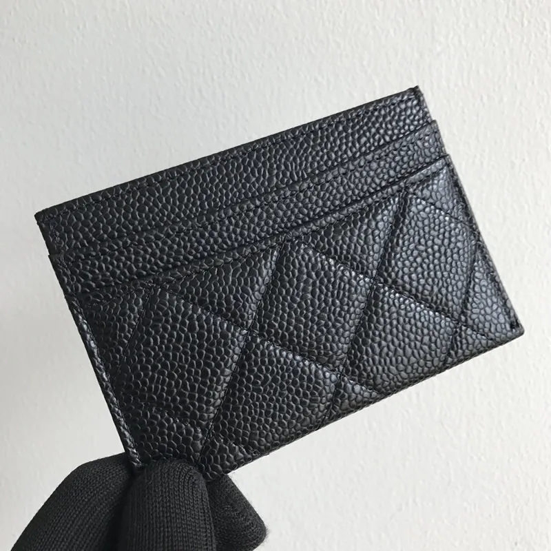 

Woman Card Holder Genuine Leather Coin Purse Grid Pattern Caviar Wallet Soft Luxury Designer Cowhide Credit Short High Quality