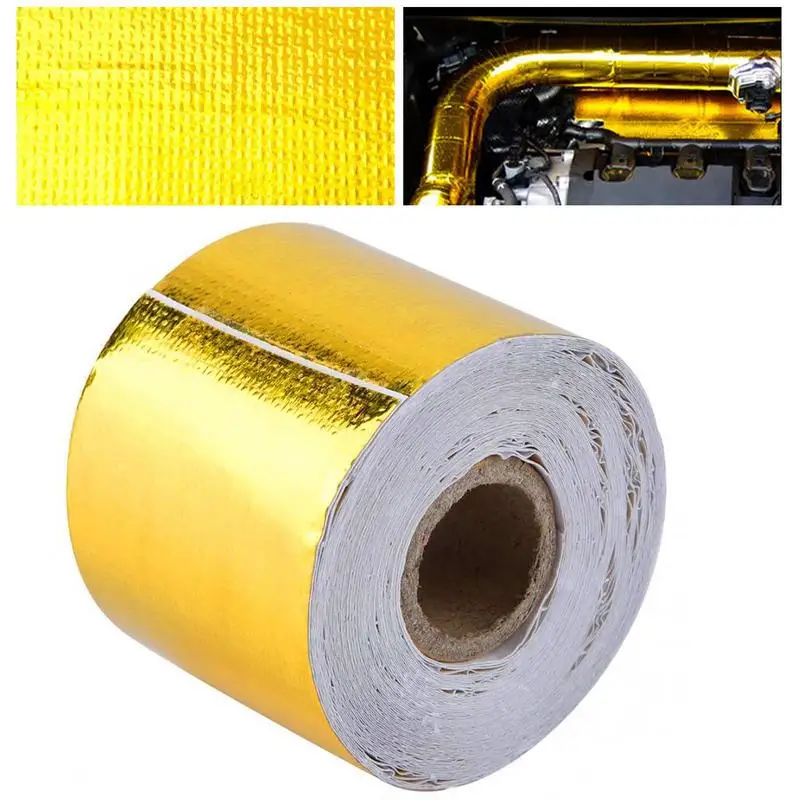 

Gold Thermal Exhaust Tape Air Intake Heat Insulation Shield Wrap Reflective Heat Barrier Self Adhesive Engine Car Accessories
