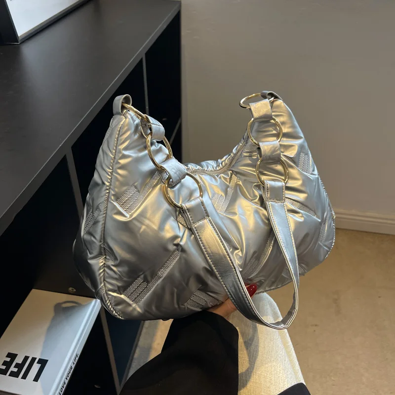 

Сумка Хобо из хлопчатобумажной ткани для женщин, зимняя трендовая дизайнерская сумка на плечо, женская сумка для покупок, тканевые дамские ...