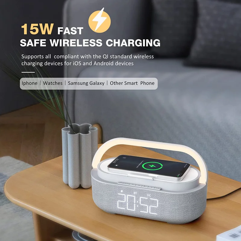Digital Wireless Charger Adjustable Led Night Light Bluetoot