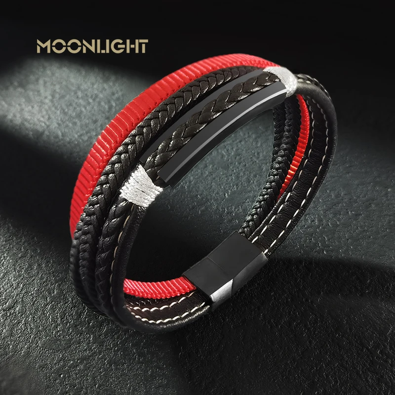

Fashion New Style Hand-woven Multi-layer Combination Accessory Stainless Steel Men's Leather Bracelet Classic Gift Wholesale